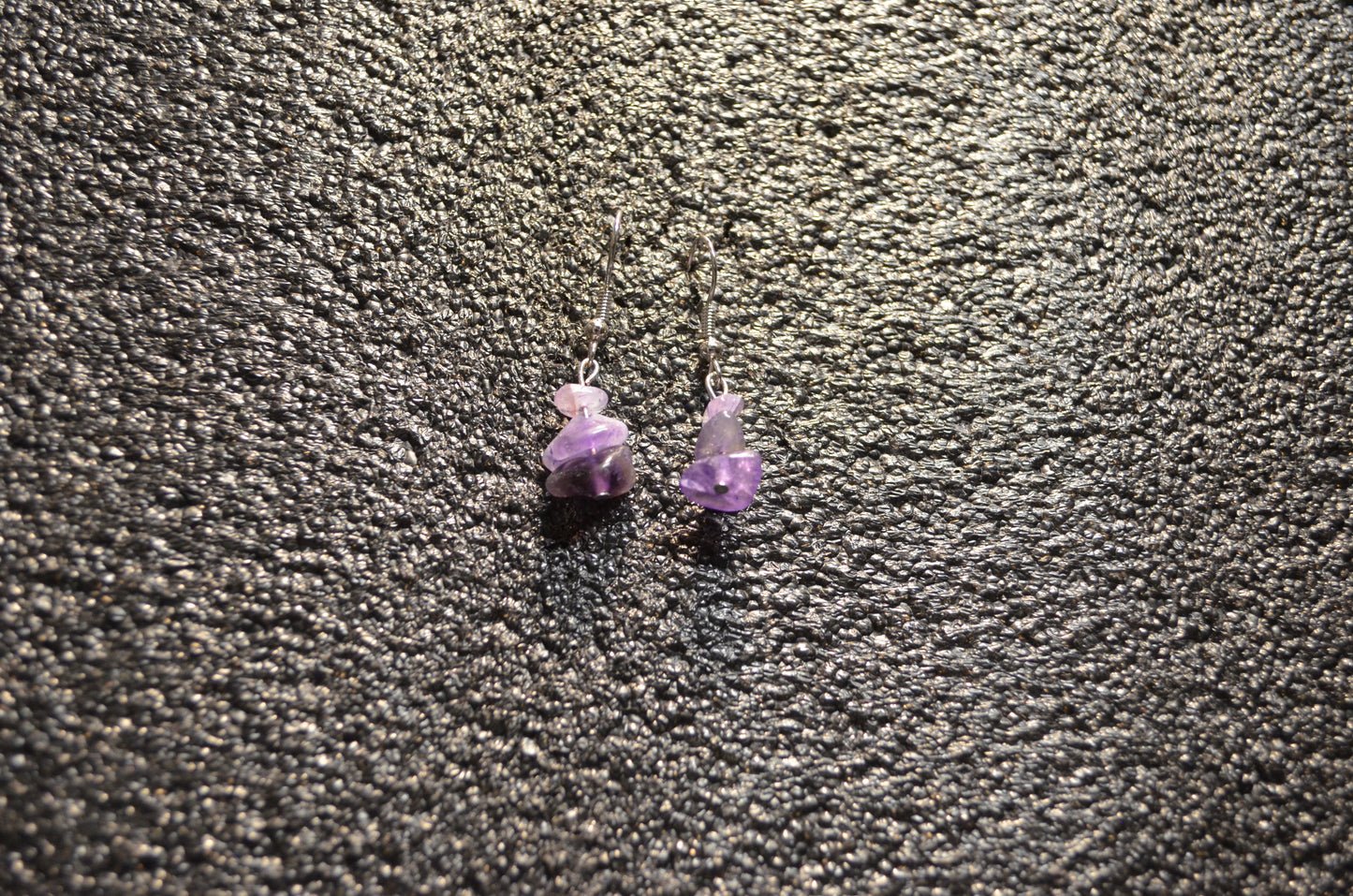 AMETHYIST GEN STONE WIRE EAR RINGS