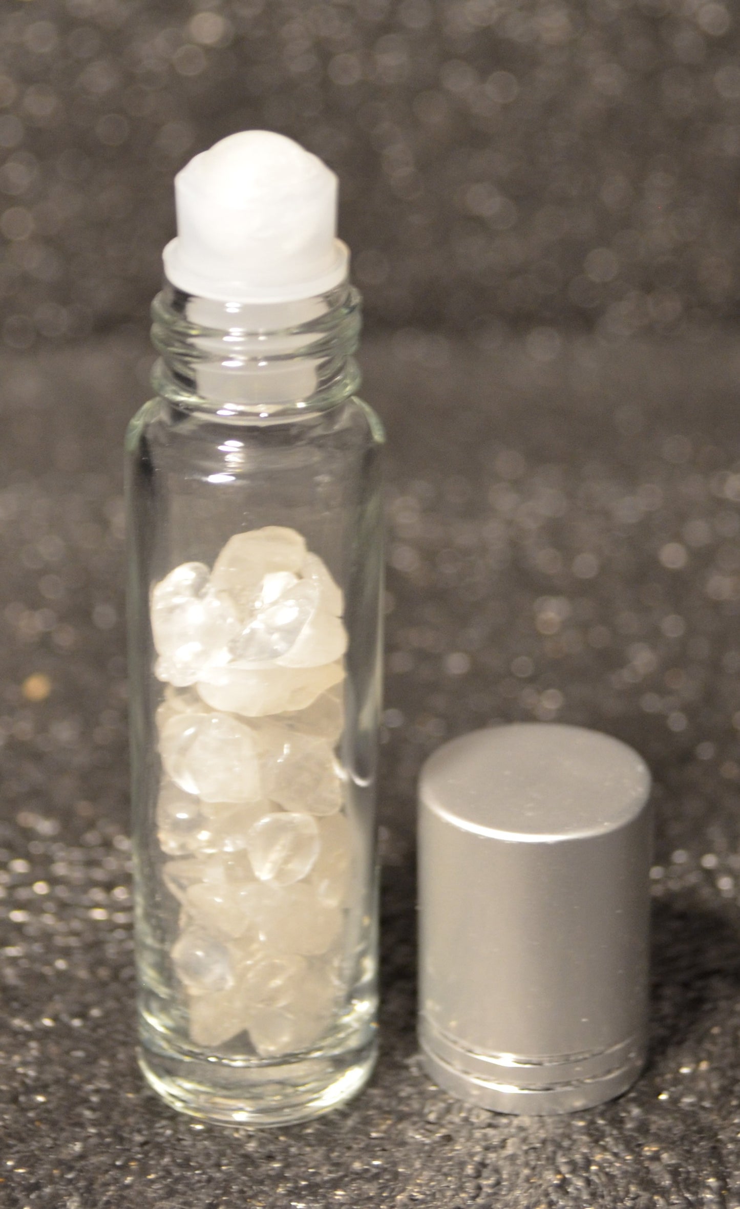 CLEAR QUARTES ROLLER BALL / GEM FILLED 10ML