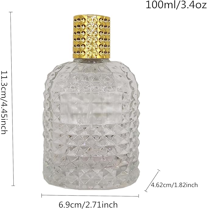 OVAL GLASS GOLD LID BOTTLE 100ML