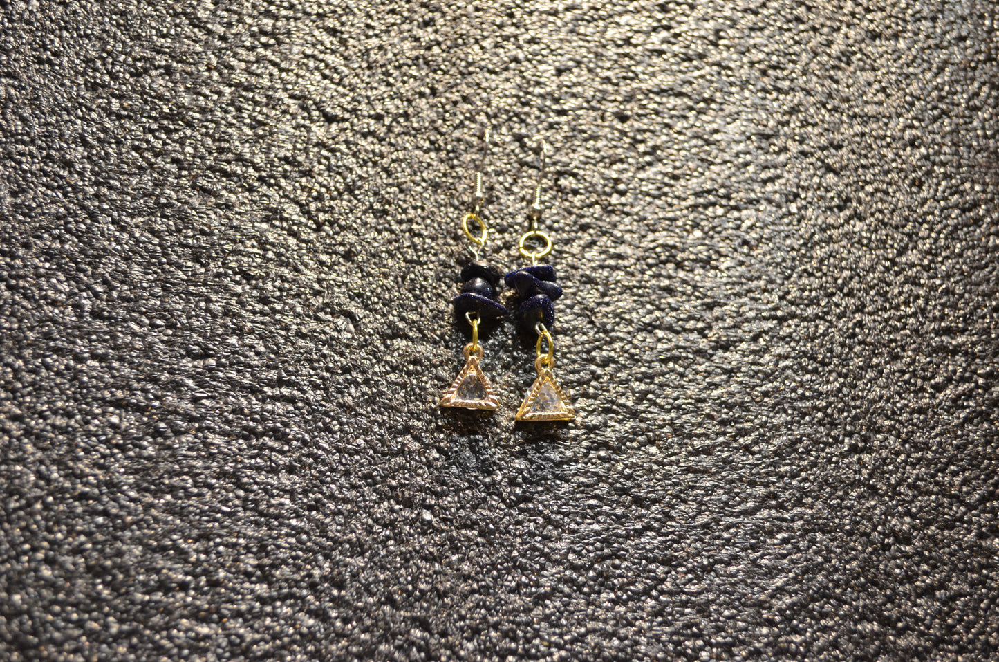 GALAXY TEMPLE GOLD PYRAMID ZIRCONIA EAR RINGS