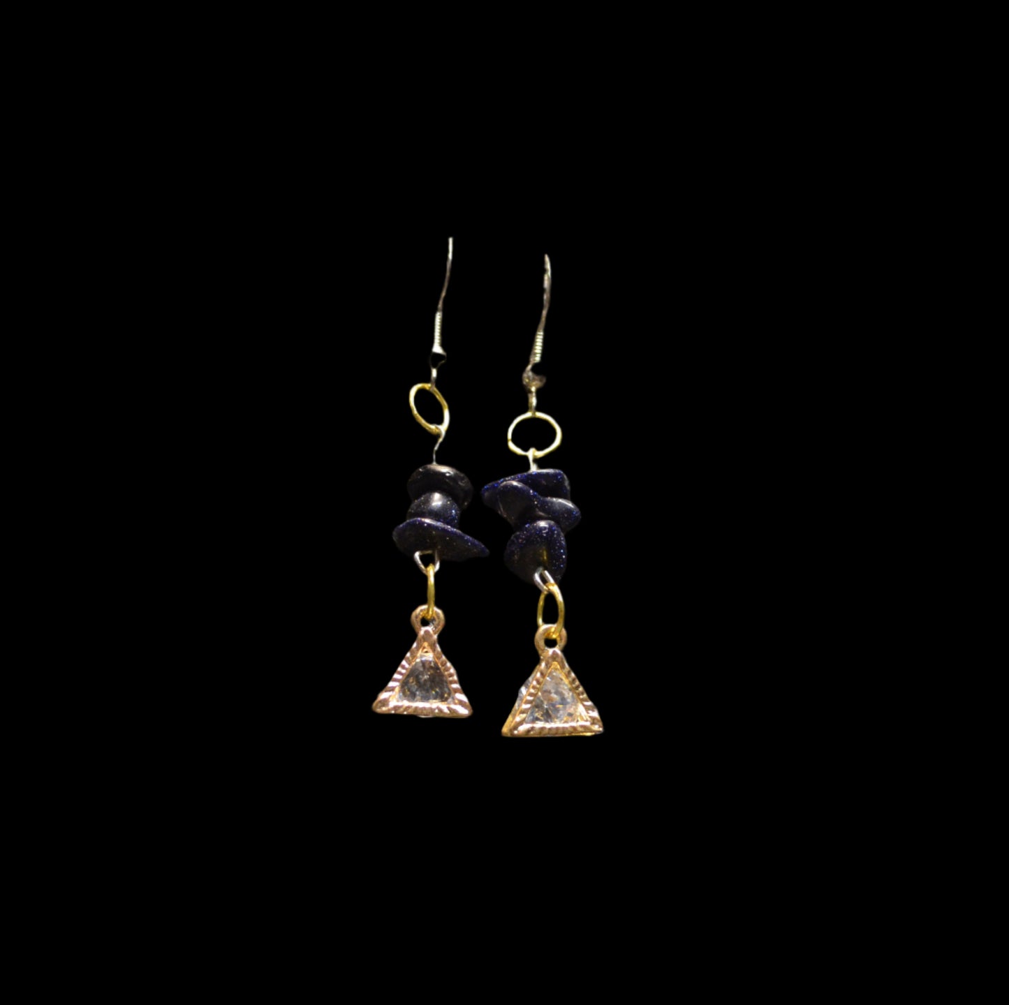 GALAXY TEMPLE GOLD PYRAMID ZIRCONIA EAR RINGS