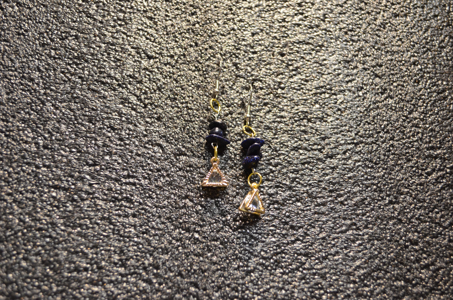 GALAXY TEMPLE GOLD PYRAMID ZIRCONIA EAR RINGS