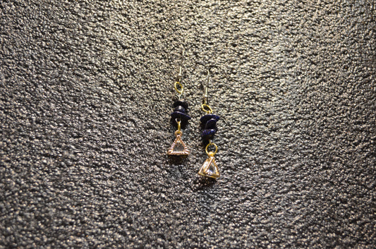 GALAXY TEMPLE GOLD PYRAMID ZIRCONIA EAR RINGS