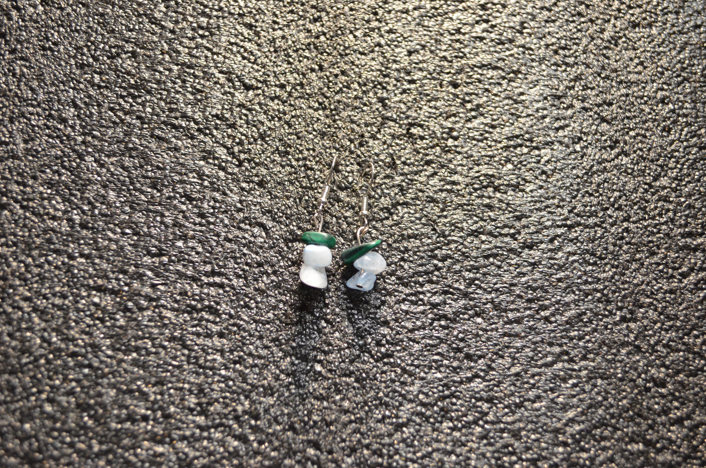 CLEAR QUARTZ JADE WIRE EAR RINGS