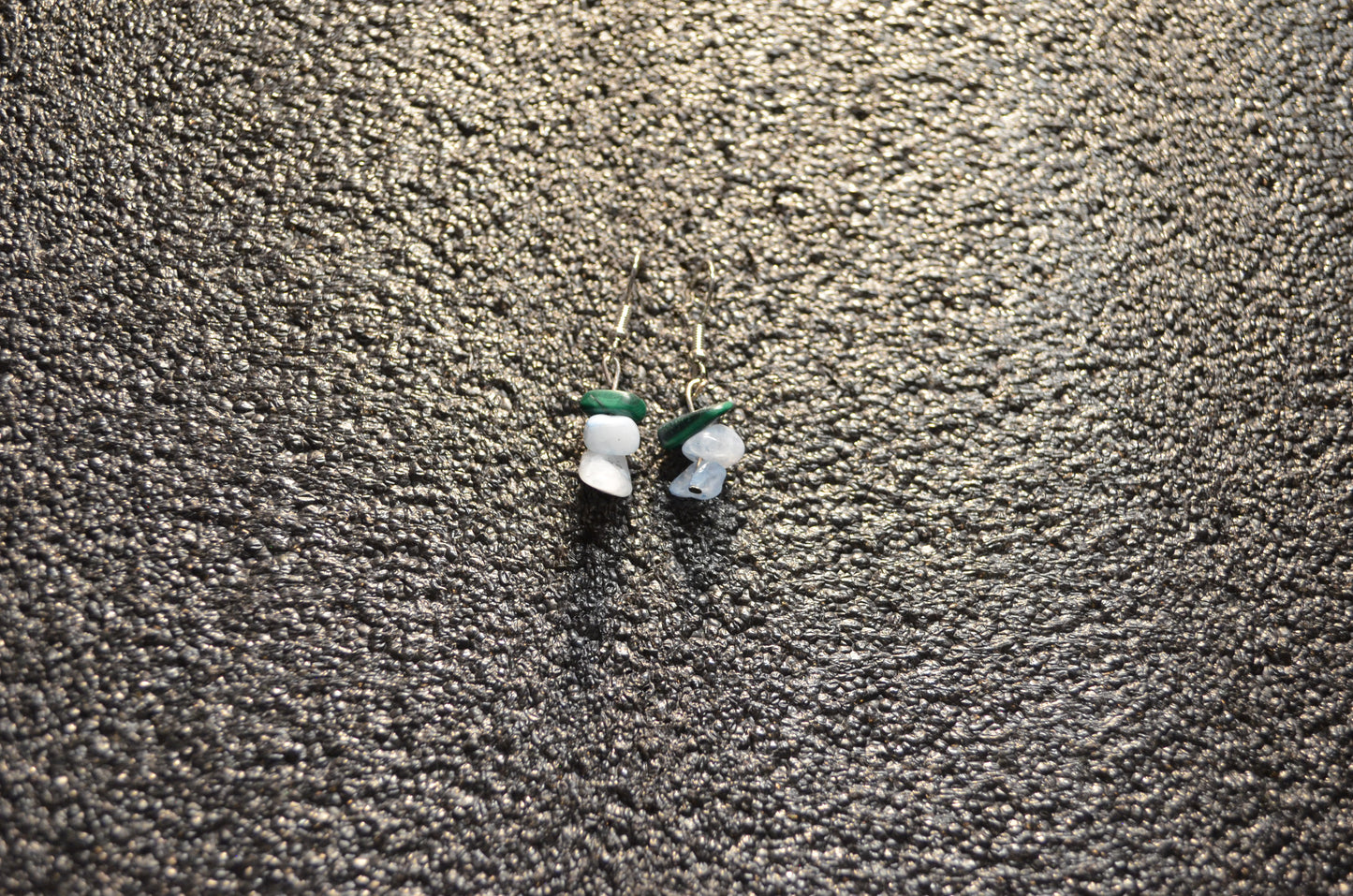 CLEAR QUARTZ JADE WIRE EAR RINGS