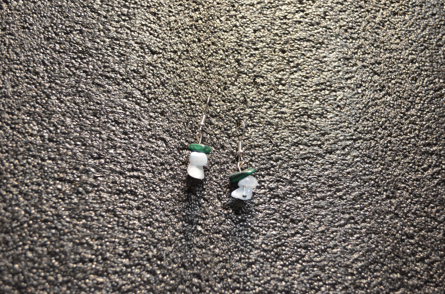 CLEAR QUARTZ JADE WIRE EAR RINGS