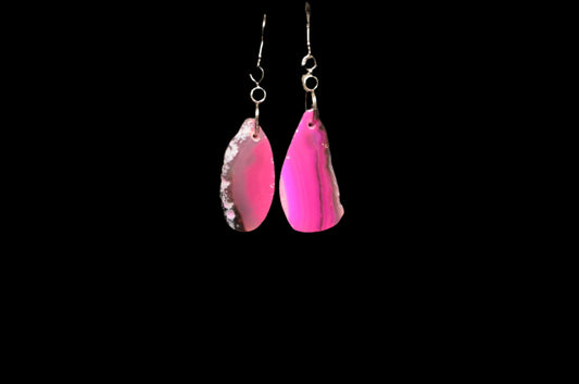 PINK AGATE EAR RINGS