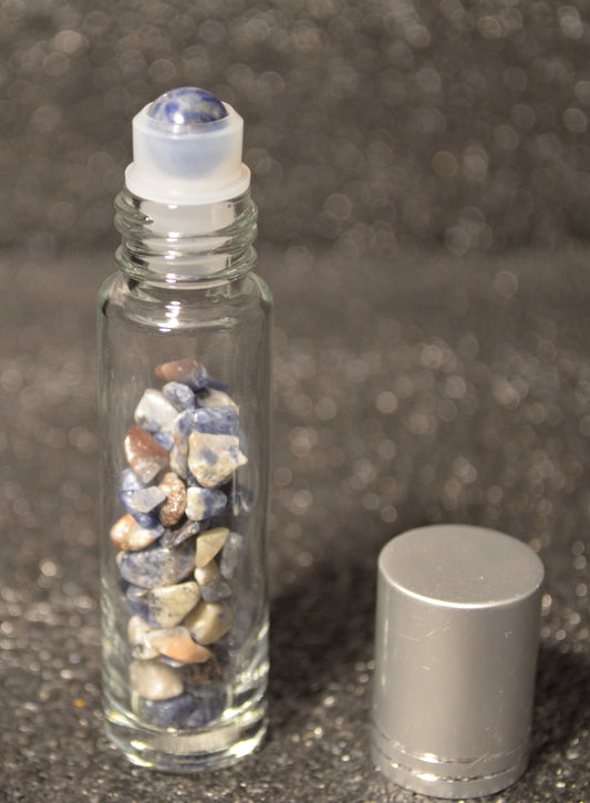 FLOURITE ROLLER BALL / GEM FILLED GLASS BOTTLE 10ML