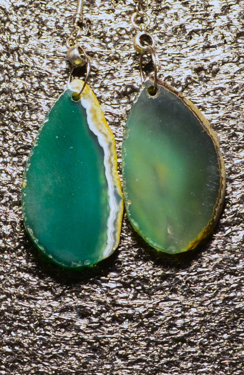 NECKLACE EARRING BRACELET SET GREEN AGATE