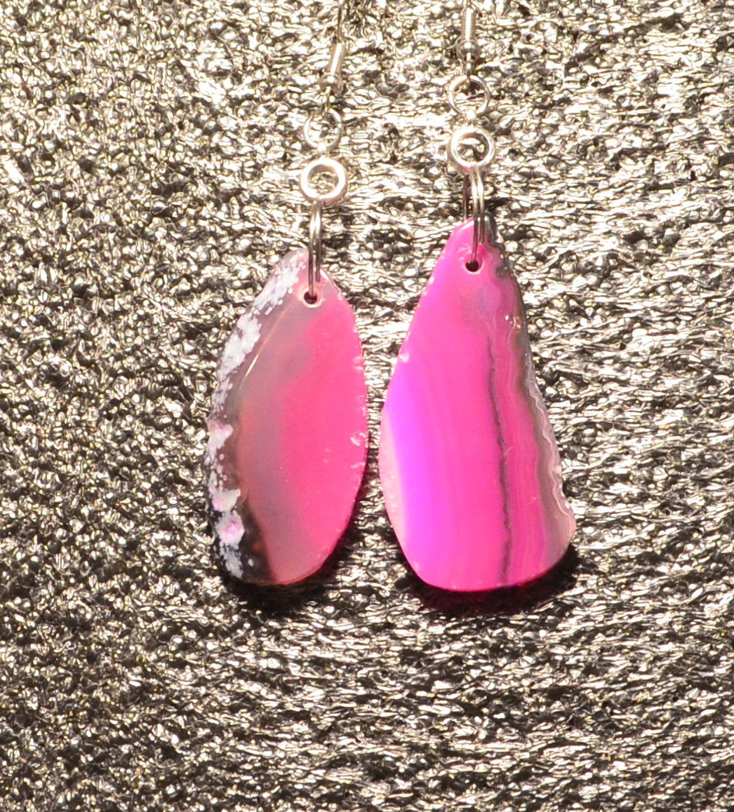 PINK AGATE EAR RINGS